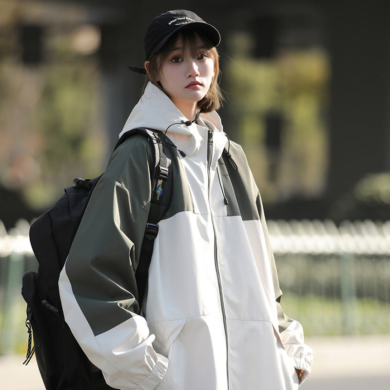 Black And White Stitching American Functional Outdoor Jacket