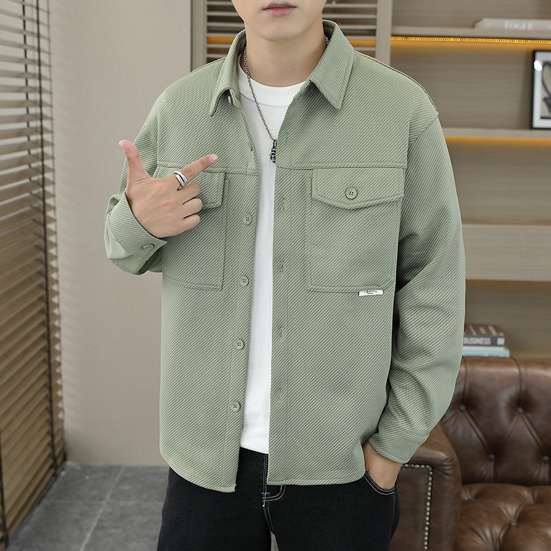 Twill Knitted Lapel Shirt Jacket Coat