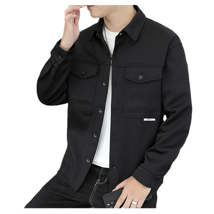 Twill Knitted Lapel Shirt Jacket Coat