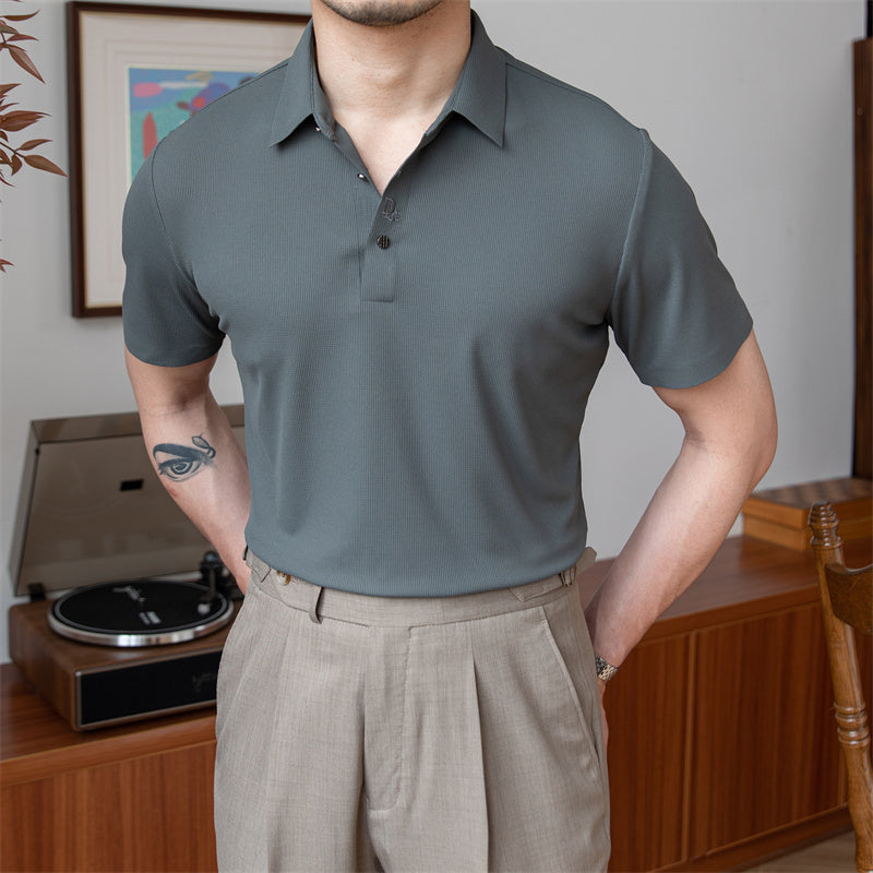Stretch Non-iron Drape Short-sleeved POLO Shirt Fashion