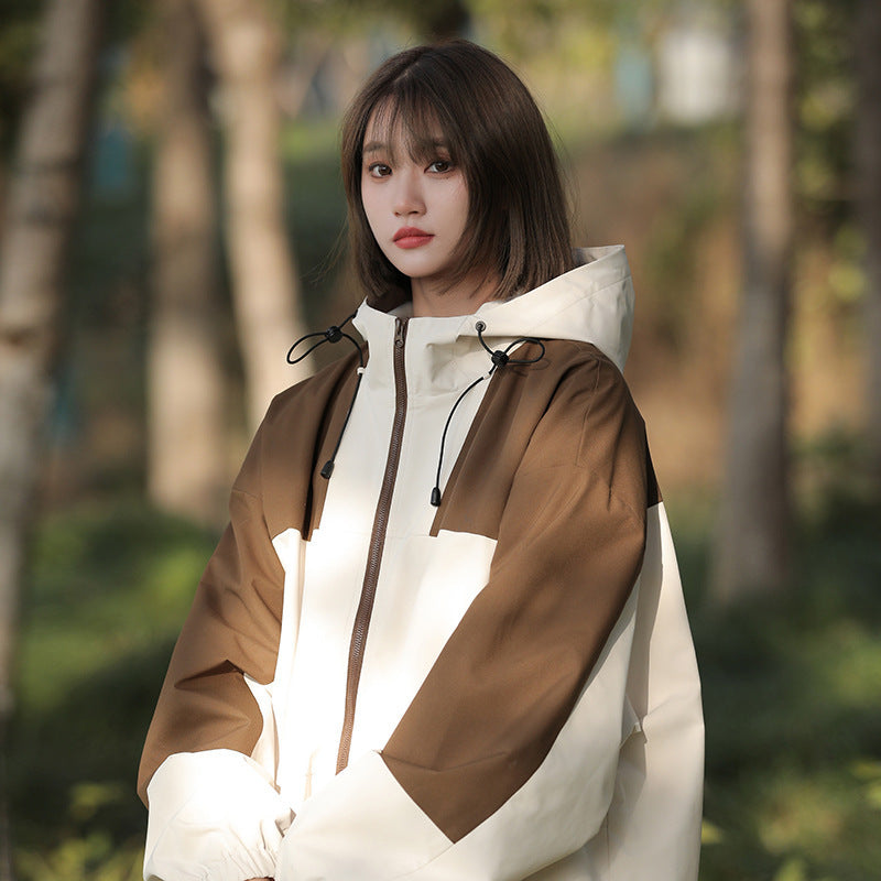 Black And White Stitching American Functional Outdoor Jacket