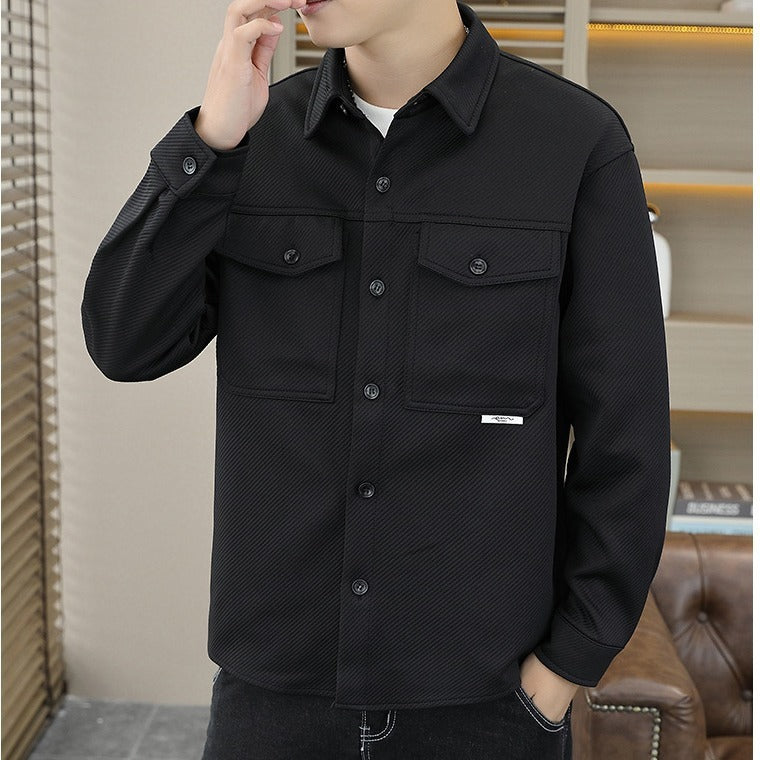 Twill Knitted Lapel Shirt Jacket Coat